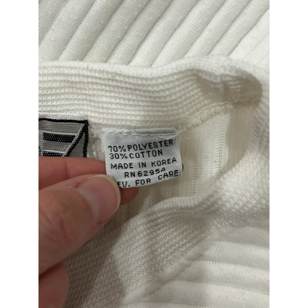 Vintage Riccardo Patchwork Ribbed Crewneck Sweater White Gray Color Block Sz Lar - Picture 6 of 9